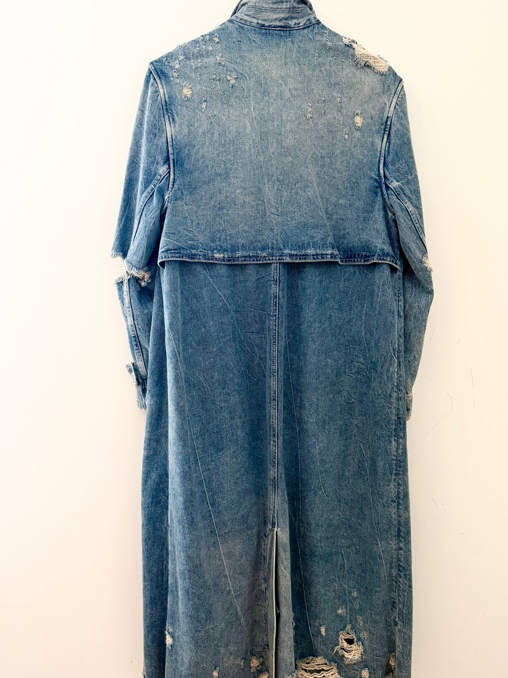 ALEXANDER WANG Distressed Blue Denim Trench Coat S - Picture 3 of 8